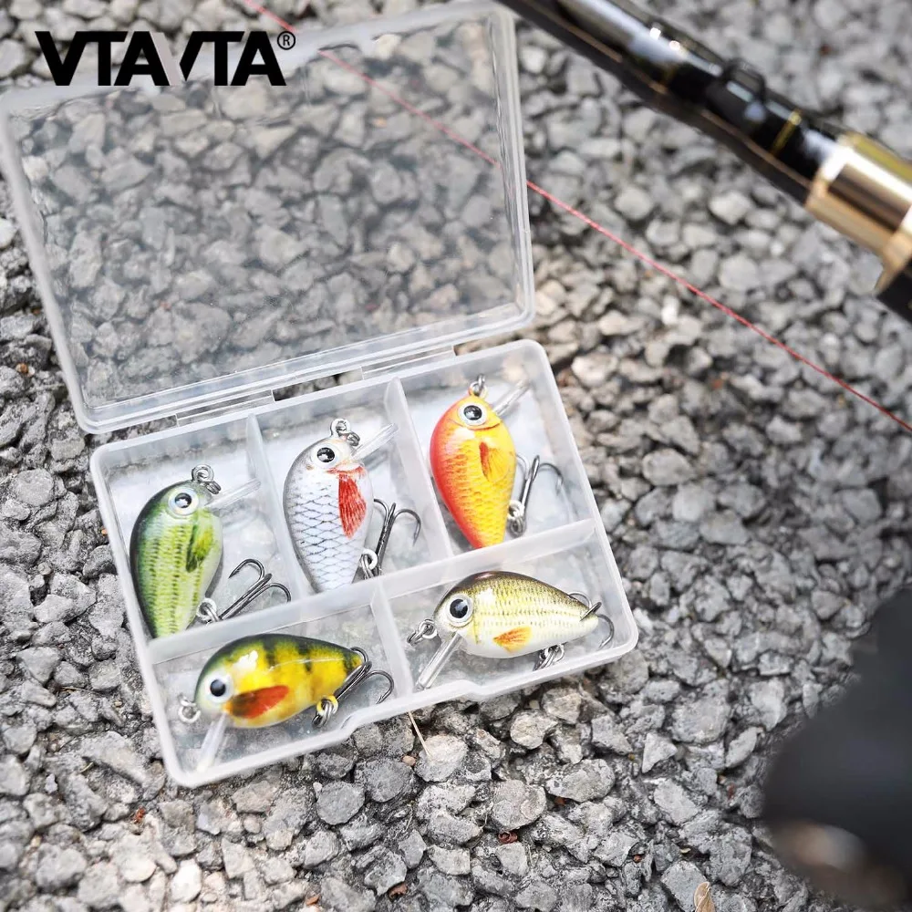 VTAVTA 5pcs 1.8g 3cm Mini Wobblers/Crankbait Fishing Lure Artificial Bait Hard Floating Wobbler for Fish Bass Fishing Tackle    