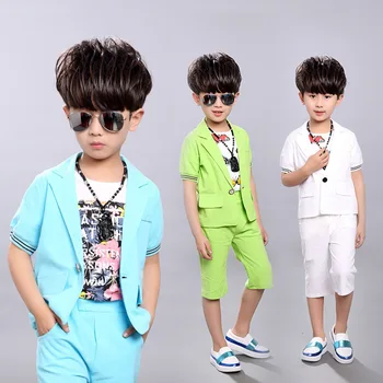 

2018 new Korean children's summer suit boys small suit shorts two sets of children's clothing summer performance clothing tide