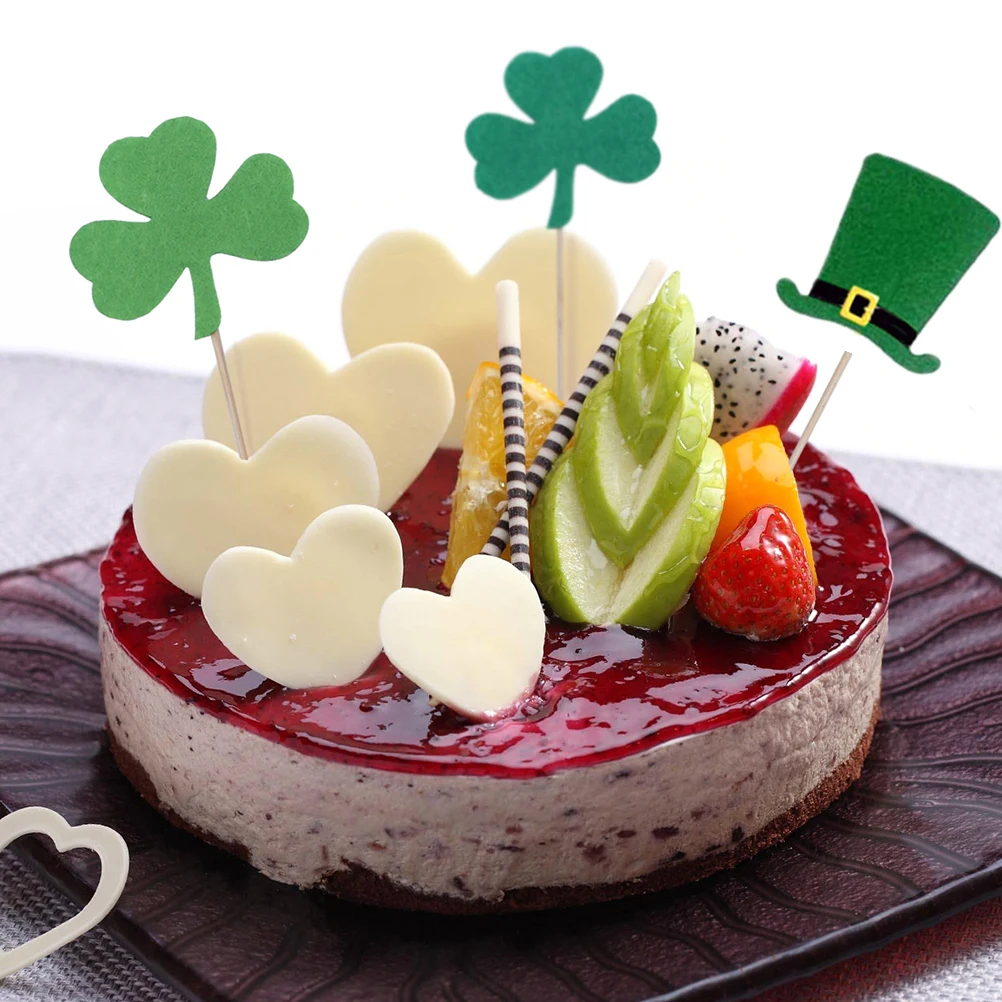 7pcs St. Patrick'S Day Cake Topper Felt Clover And Hat Insert Picks Cupcake Toppers Food For Party Favors Decorations | Дом и сад