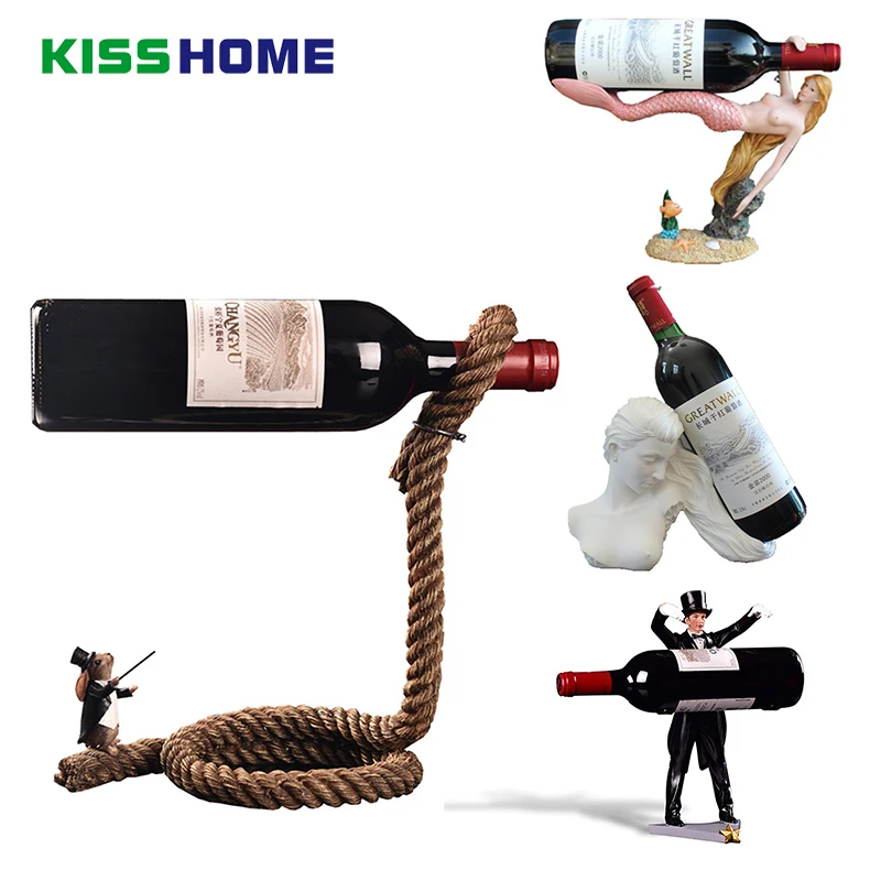 

Creative Shaped Wine Holder Synthetic Resin Rabbit/Cat/Dog/Magician/Angel/Mermaid/Sculpture Wine Rack Household Accessories