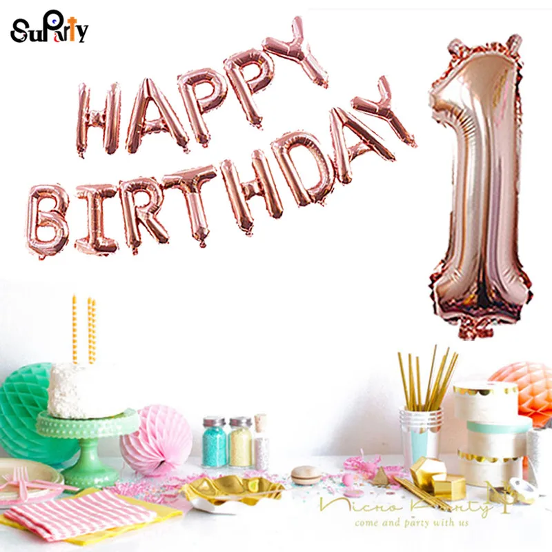 

1 set Rose Gold Birthday Balloons 40" Foil Balloon Any Age Any Number 16inch Happy Birthday Garland for him Old AF Party Decor