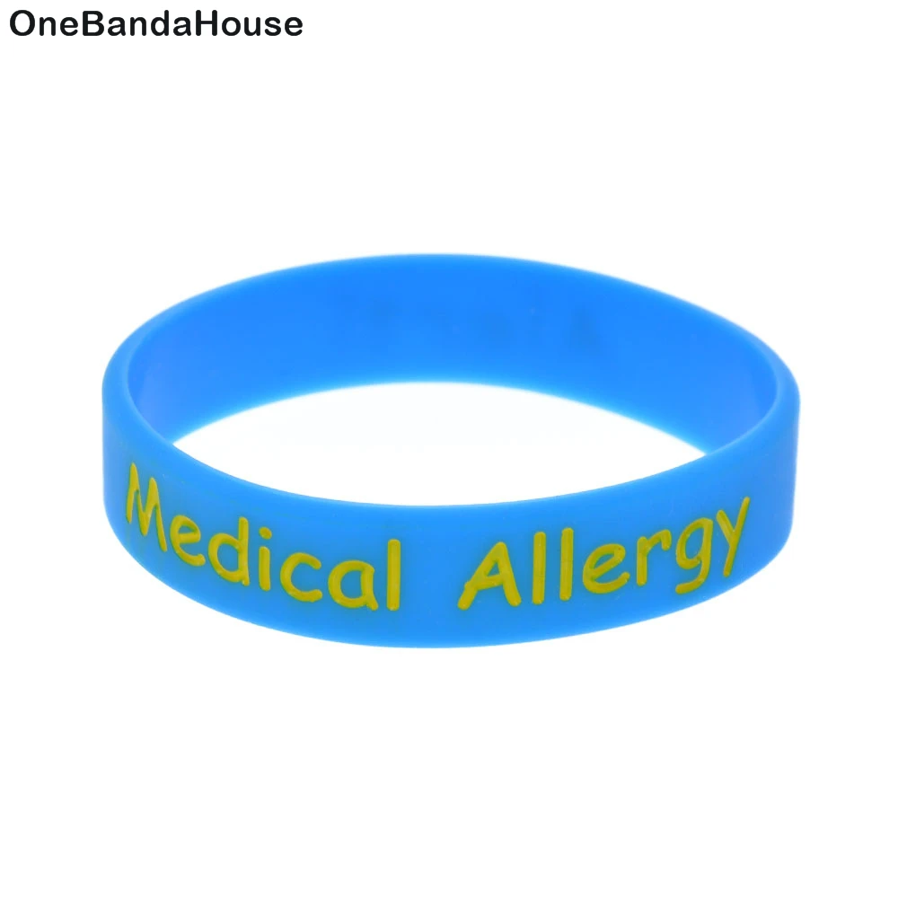 

OneBandaHouse 1PC Child Size Wristband Alert Medical Allergy Silicone Bracelet 5 Colours
