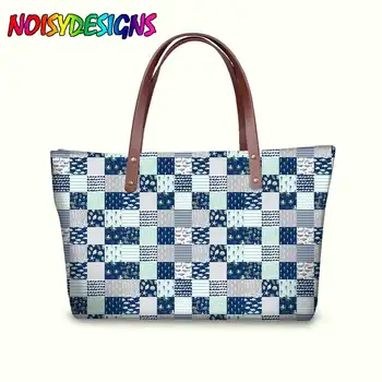 

NOISYDESIGNS Trendy Women Handbags Tote Shoulder Bags for Ladies Patchwork Deer in Mint Navy Grey Handbag Femme Bolsa Feminina