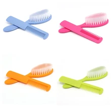 Soft 2Pcs Baby Safety Soft Hair Brush Set Infant Comb Grooming Shower Design Pack