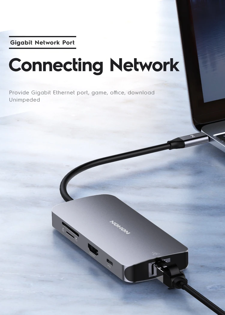 NOHON USB C концентратор конвертер Тип C к USB 3,0 HDMI гигабитный сетевой порт 7 в 1 адаптер для MacBook samsung huawei mate P20 Pro