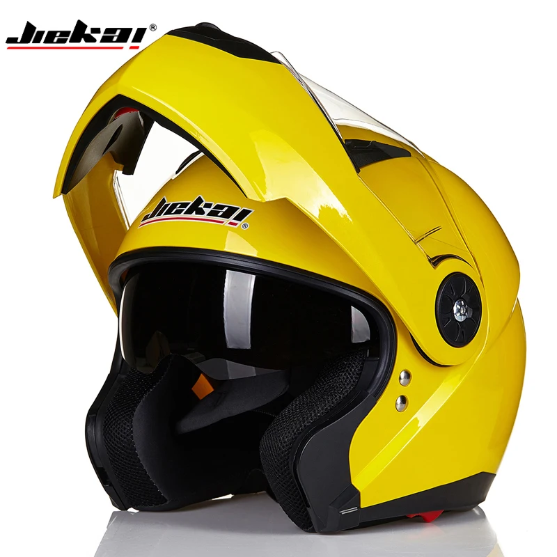 Взрослый мотоциклетный шлем-раскладушка DOT Сертифицированный двойной объектив Встроенный солнцезащитный козырек модульный гоночный шлем Высокое качество JIEKAI-115