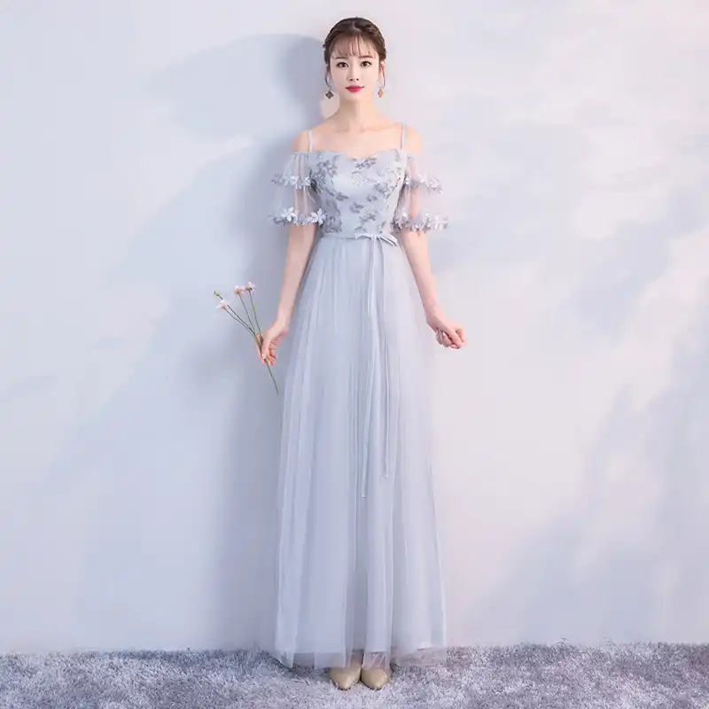 grey maxi bridesmaid dresses
