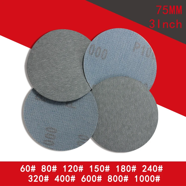 

50PCS Flocking Dry Sanding Paper Hook and Loop 3 Inch 75mm 60-1200 Grit for Sanding Grinder Power Tools Accessories