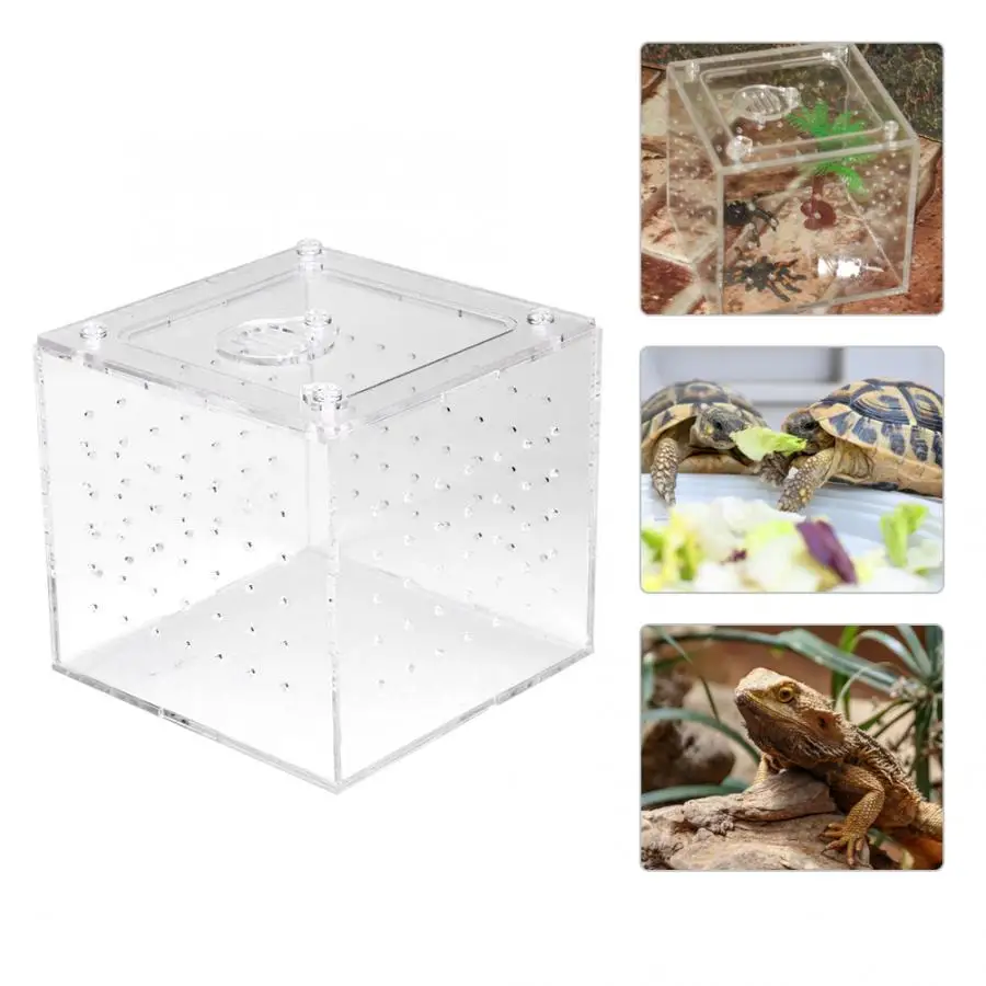 1 шт. прозрачная коробка для разведения Террариум для рептилий кормушка змей паук ящерица разведение акриловая коробка чехол для дома насекомых