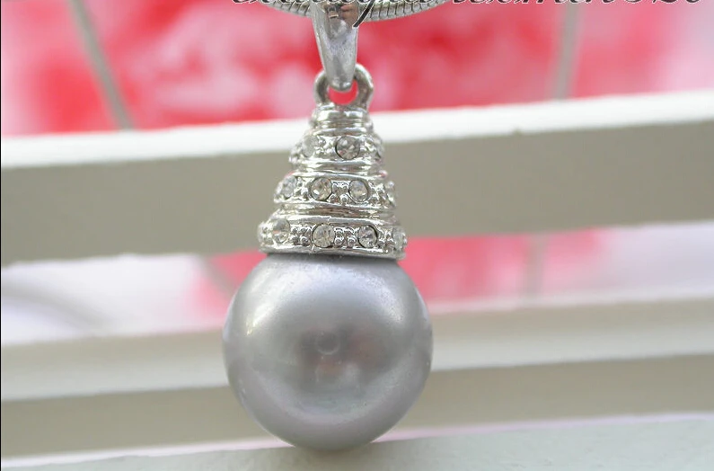 

>>>>z4157 12mm round gray SOUTH SEA SHELL PEARL NECKLACE pendant