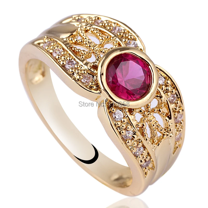 

Women Gold Color 925 Sterling Silver Ring with 5mm Round Shape Cubic Zirconia Jewelry R124 Sz 6 7 8 9
