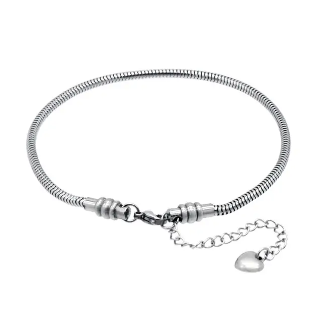 Stainless Steel Snake Chain Starter Charm Bracelet With Lobster Stainless Steel Snake Chain Starter Charm Bracelet With Lobster Clasp Fit Beads For Women Or