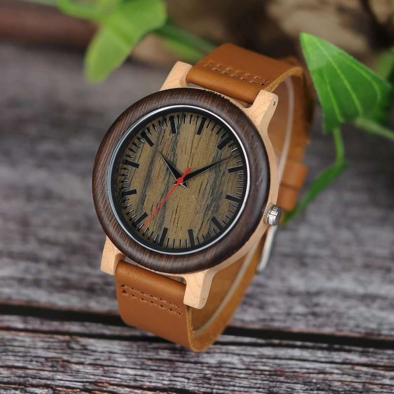 BOBO BIRD M13M14 Wenge Wood Bamboo Watches for Men Simple Design Quartz Wristwatch in Wooden Gift Box