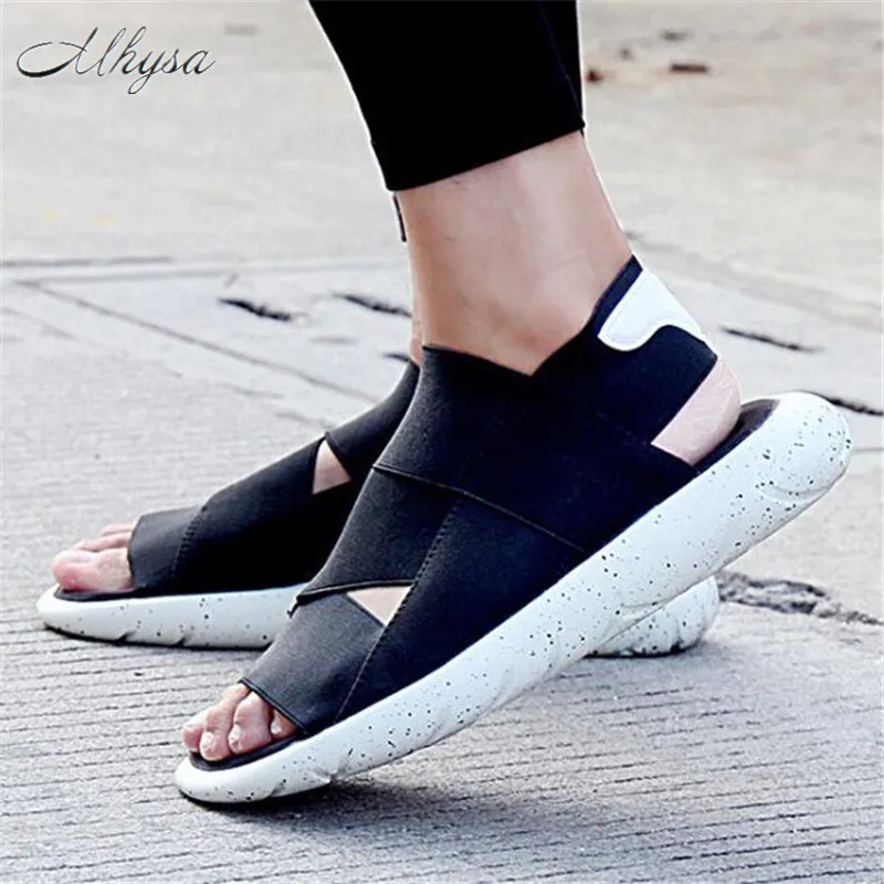 

Mhysa 2019 New summer Roman style couple sandals trend thick bottom sandals elastic band comfortable non-slip beach slippers M47