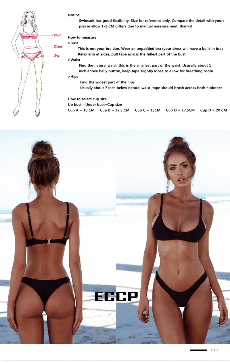 2018 New Summer Women Solid Bikini Set Push-up UnPadded Bra Swimsuit Swimwear Triangle Bather Suit Swimming Suit biquini (2)