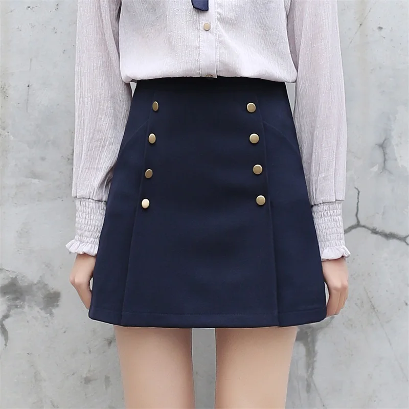 Yichaoyiliang 2017 Spring A line Skirt High Waist Slim Preppy Style