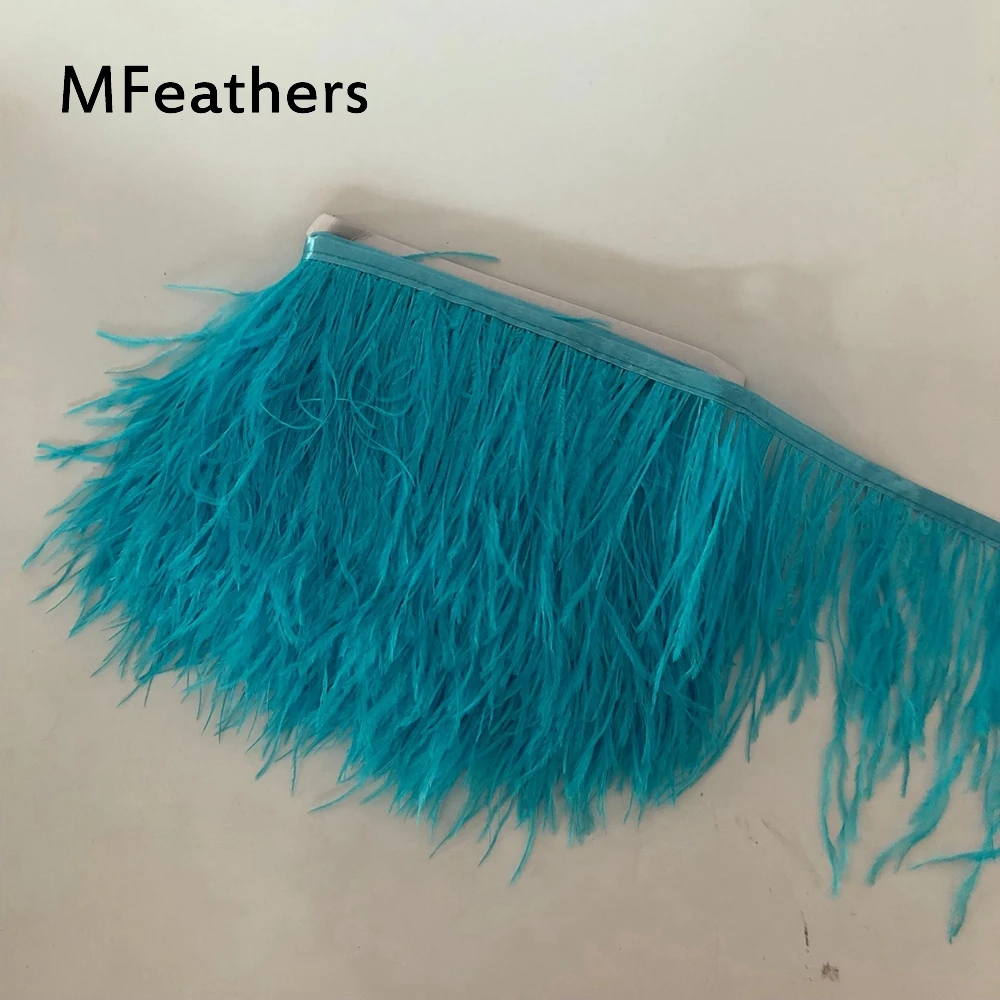 

Hot 10 meters 8-10CM light turquoise Blue colored ostrich feather trims for skirt/dress/costume feathers ribbon plumas trimming