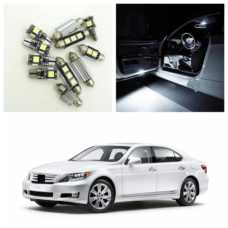 

15pcs White Car LED Light Bulbs Interior Package Kit For 2007 2008 2009 Lexus LS460 LS600h Map Door Trunk Step Courtesy Lights