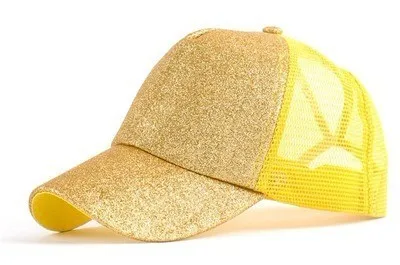 Бейсбольная кепка «конский хвост», женские шапки-булочки, хлопчатобумажные бейсболки с эффектом потертости, Повседневная летняя Женская Спортивная Кепка с солнцезащитным козырьком - Цвет: gold Sequins
