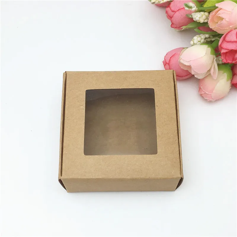 5pcs Transparent PVC Window Soap Boxes Kraft Paper Box Jewelry Gift Packaging Box Wedding Favors Candy Box - Цвет: c6