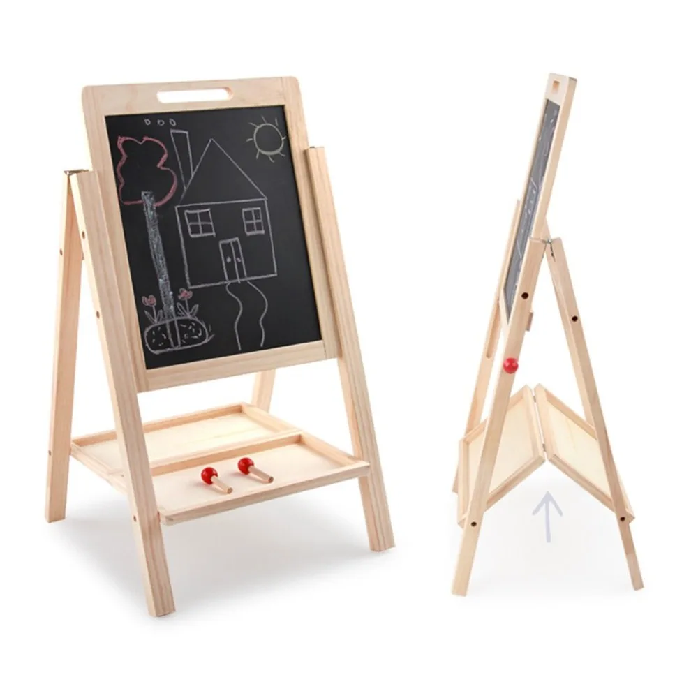 Quadro negro de madeira altura ajustável duplo