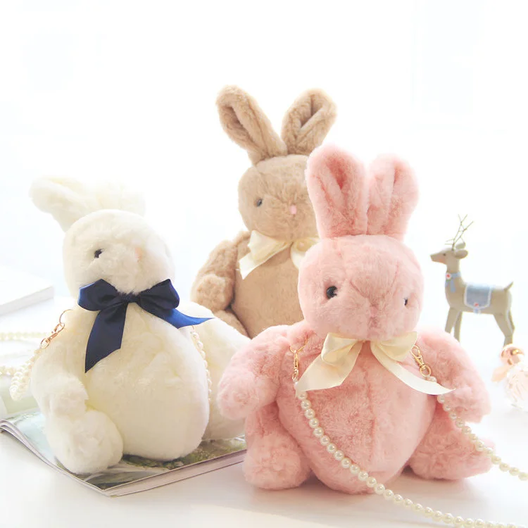 

Japanese sweet lolita rabbit inclined shoulder bag pearl chain bowknot kawaii girl kawaii lolita bag loli cos