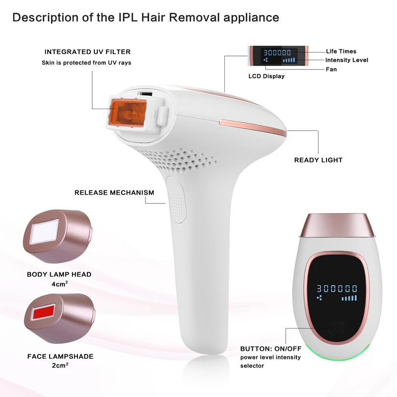 300000 Flash IPL Laser Hair Removal Professional Photoepilator