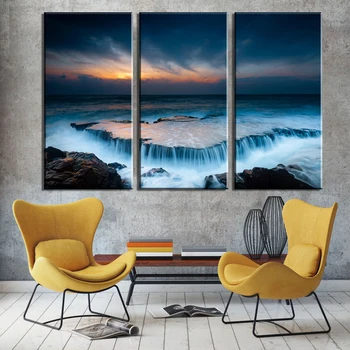 

3 Piece Free Shipping Cheap Modern Wall Painting canvas art Home Decor Art Sunrise on the sea Picture Paints for living room