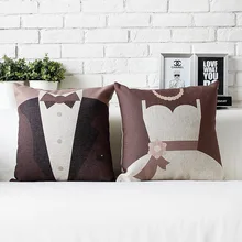 Давай поженимся! Любители свадебный подарок прекрасный простой хлопок Подушки Лен Подушки ss украсить дом диванные подушки