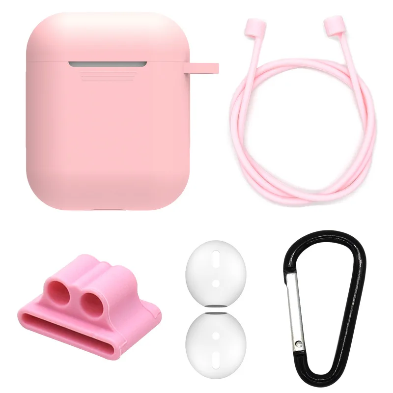 5 in 1 Headphone accessories Silicone Case for IPhone Air pods I1019SI12 earphone for Airpods bluetooth Earphone Cover Ear Cap (1)