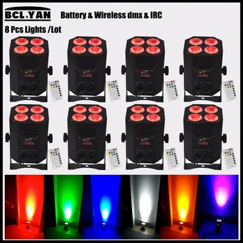 

DJ lighting 8 pack DMX Wireless Battery Powered LED Par Light uplights RGBWA UV 6 IN 1 Quad Color Wash DJ