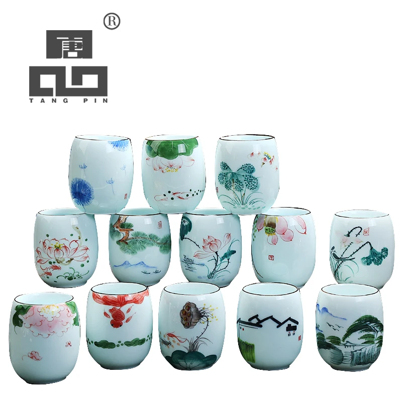 

TANGPIN big capacity ceramic teacups handpainted tea cup porcelain chinese kung fu cup 150ml