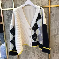 2019 осень и зима новый свитер пальто женский Дикий Модный повседневный женский свитер пальто корейский стиль v-образным вырезом вязаная