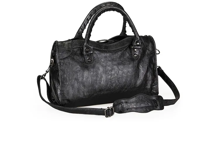 Классическая Кожаная Мотоциклетная кожаная сумка дамская сумочка горячая Распродажа дамская сумочка с кисточками сумка с заклепками - Цвет: Черный