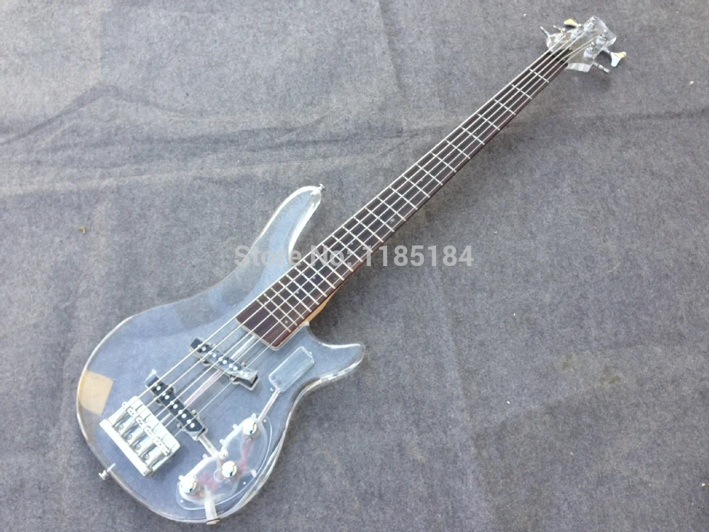 High quality 4 strings led light acrylic electric bass guitar/5 strings guitar have more led light color can choose