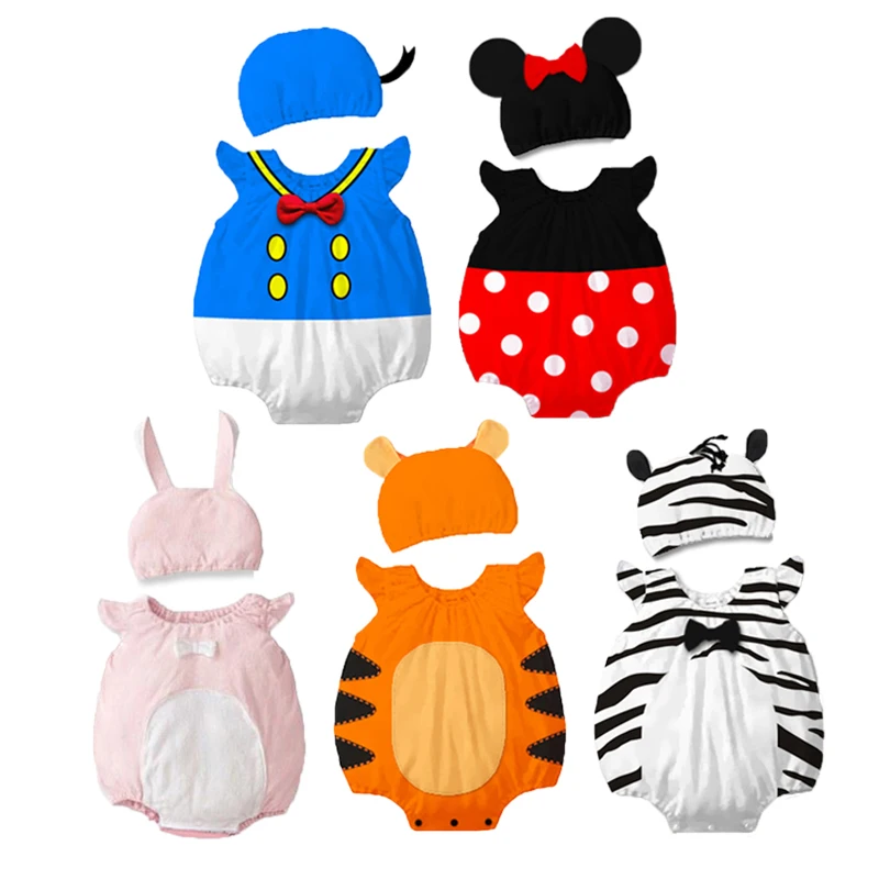 

Baby Boy Girl Minnie Mouse Costume Newborn Rompers Kids Bodysuits Set Cotton Romper Clothes Infant Tiger Animal Cosplay Jumpsuit