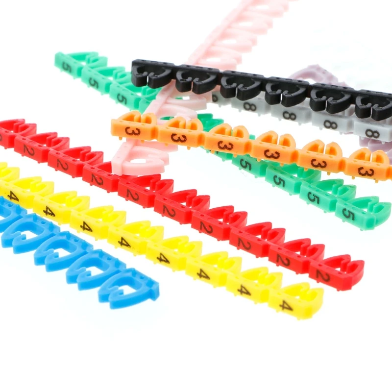 100Pcs/Set Colorful Numeric Cable Label Mark For RJ45 RJ11 RJ12 Network Cable High Quality Cable Label Mark