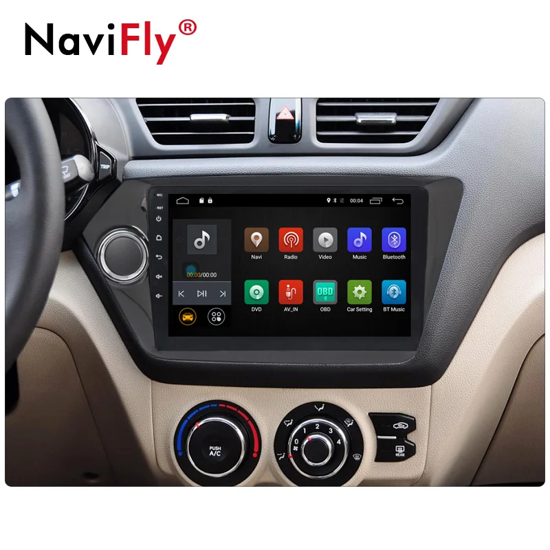 Discount NaviFly 9" Android 7.1 4G WIFI Car dvd player radio audio for Kia RIO K2 2010 2011 2012 2013 2014 2015 With multimedia GPS 5