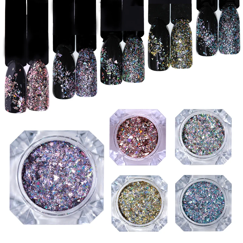 

1 Box Holo Nail Glitter Powder Sequins Flakies Holographic Powder Paillette DIY Manicure Tips Nail Art Decoration