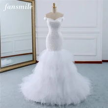Fansmile Бисероплетение винтажное кружевное платье Русалка свадебное платье плюс размер длинный поезд на заказ свадебное платье Турция FSM-431M