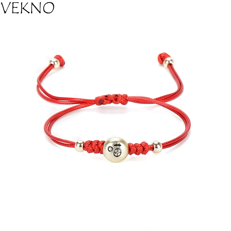 

VEKNO Cute Gold Silver Bead Bracelets Handmade Adjustable Lucky Red Rope Bracelets Statement Gifts for Children Women Lovers
