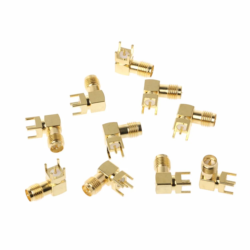 

10 Pcs RP-SMA Female Jack Plug SMA-KWE Right Angle Thru Hole PCB Mount Connector