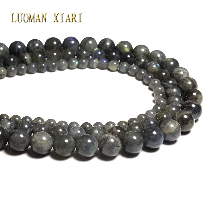 Luoman xiari природный AAA+ изысканной черной Лабрадорит каменные бусины для самостоятельного изготовления ювелирных изделий браслет Цепочки и ожерелья 6/8/10 мм прядь 15''