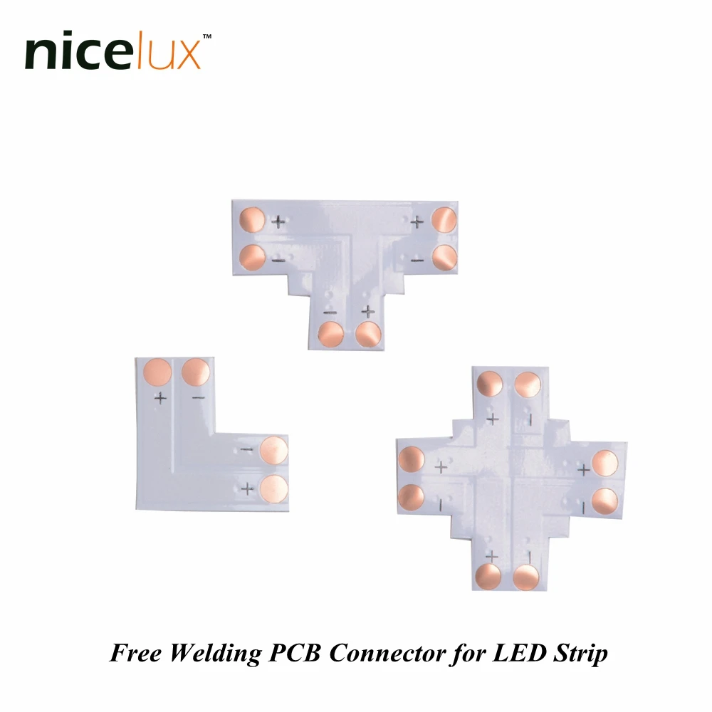 

50pcs/lot LED Strip Corner Connector 2 Pin 8mm L T X Shape PCB Board Splitter Connector for SMD 3528 3014 2pin LED Tape Light