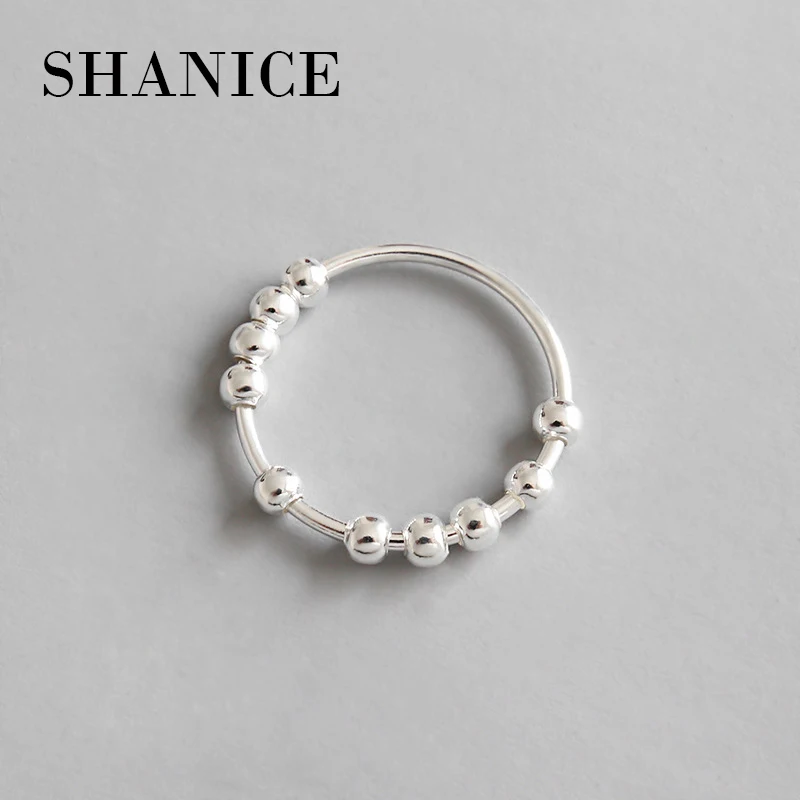 

SHANICE Genuine 100% 925 Sterling Silver INS Simple Geometric String Of Beads Rings for Women Luxury Fine Jewelry Punk Street