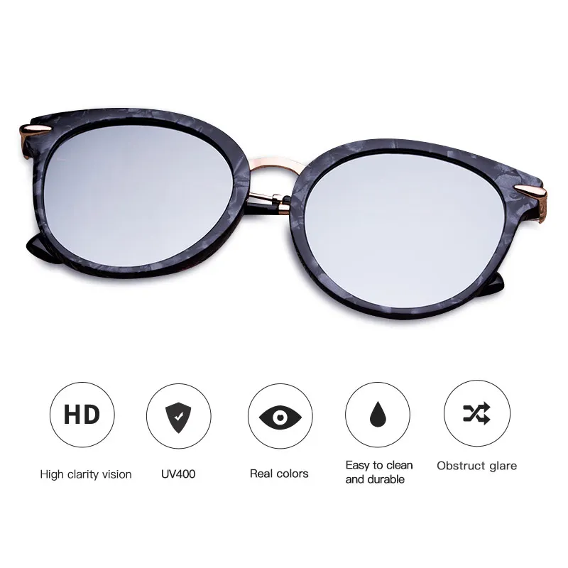 COLOSSEIN солнцезащитные очки Кошачий глаз женские Черная розовая рамка плоские очки с покрытием Винтажные модные стильные очки UV400