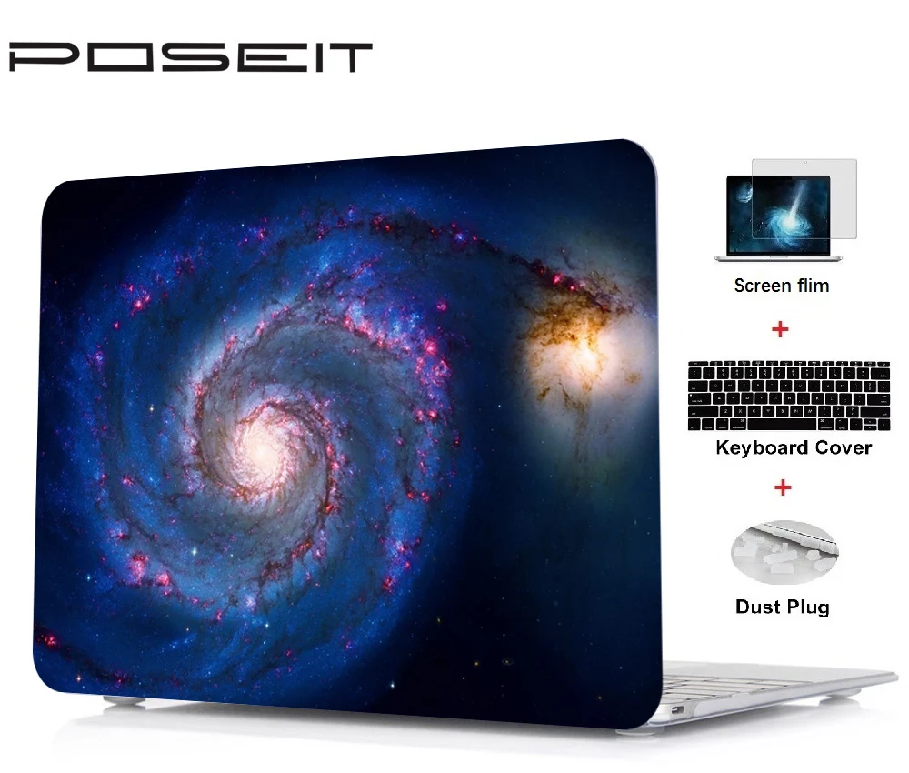 

For Apple Macbook Pro Retina 12 13 15 Hard Case Cover Laptop Shell+Keyboard Cover+Screen Film+Dust Plugs Air 11 13