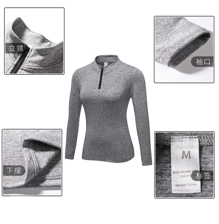 Autumn Yoga Jacket with Velvet Yoga Shirt Female Exercise Suit Long-sleeved Tight Collar Zipper Sports Shirt Running Jacket89897