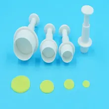 4 шт./компл. круглый резец плунжера Пластик сахара Fondant(сахарная) печенья прессформы Инструменты для украшения торта