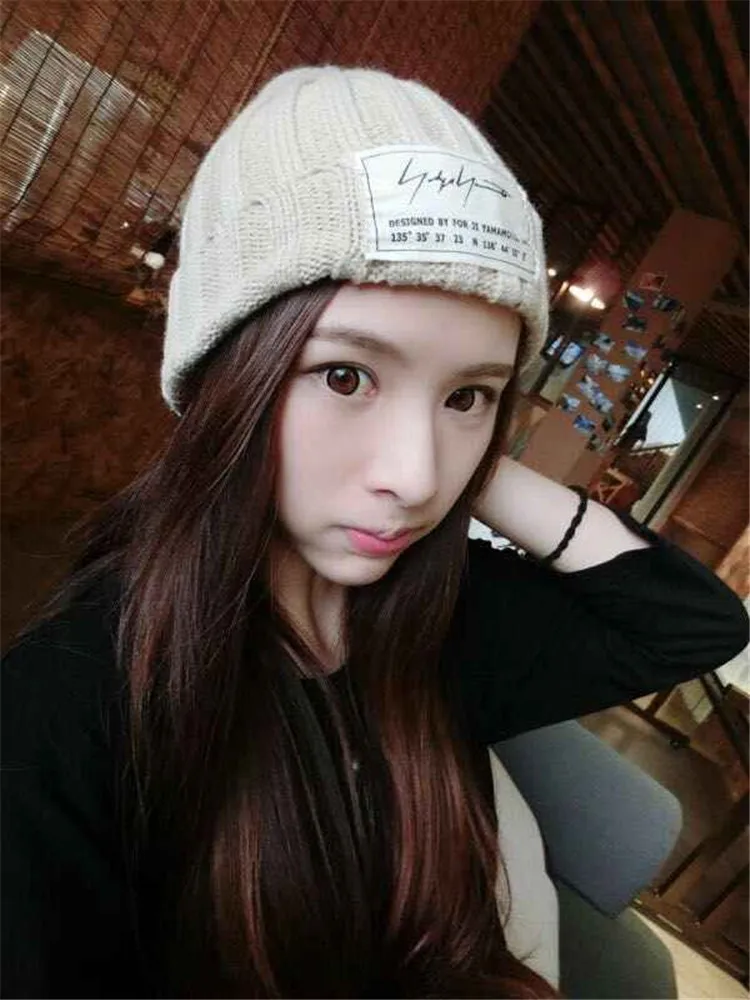 2018 Patch Wool Hat Autumn And Winter Warm Knit Student Hat Tide Men And Women Cold Cap Pullover Cap Pointed Hat ACI89 (11)